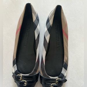 Burberry brown plaid print ballerina flats size 38